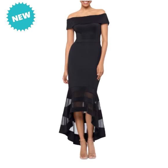 DJ Jaz Off The Shoulder Womens Dress Size 18 Short Sleeve Evening Gown Midi - Picture 1 of 9